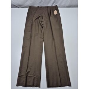 Franco Tassi Dress Pants Mens 42x36 Brown Wool Cashmere Pleated Unhemmed NWT